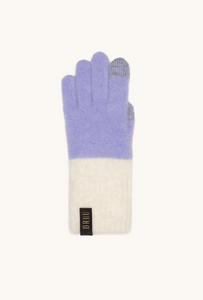 KASUMI women's alpaca touchscreen gloves in Lavender Cream, single glove laid flat