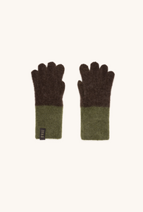 Pair of KASUMI women's alpaca touchscreen gloves in Forest Espresso