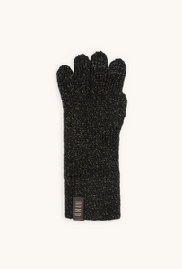 A single Kira black with gold lamé elegant glove with ELETEX II touch technology.