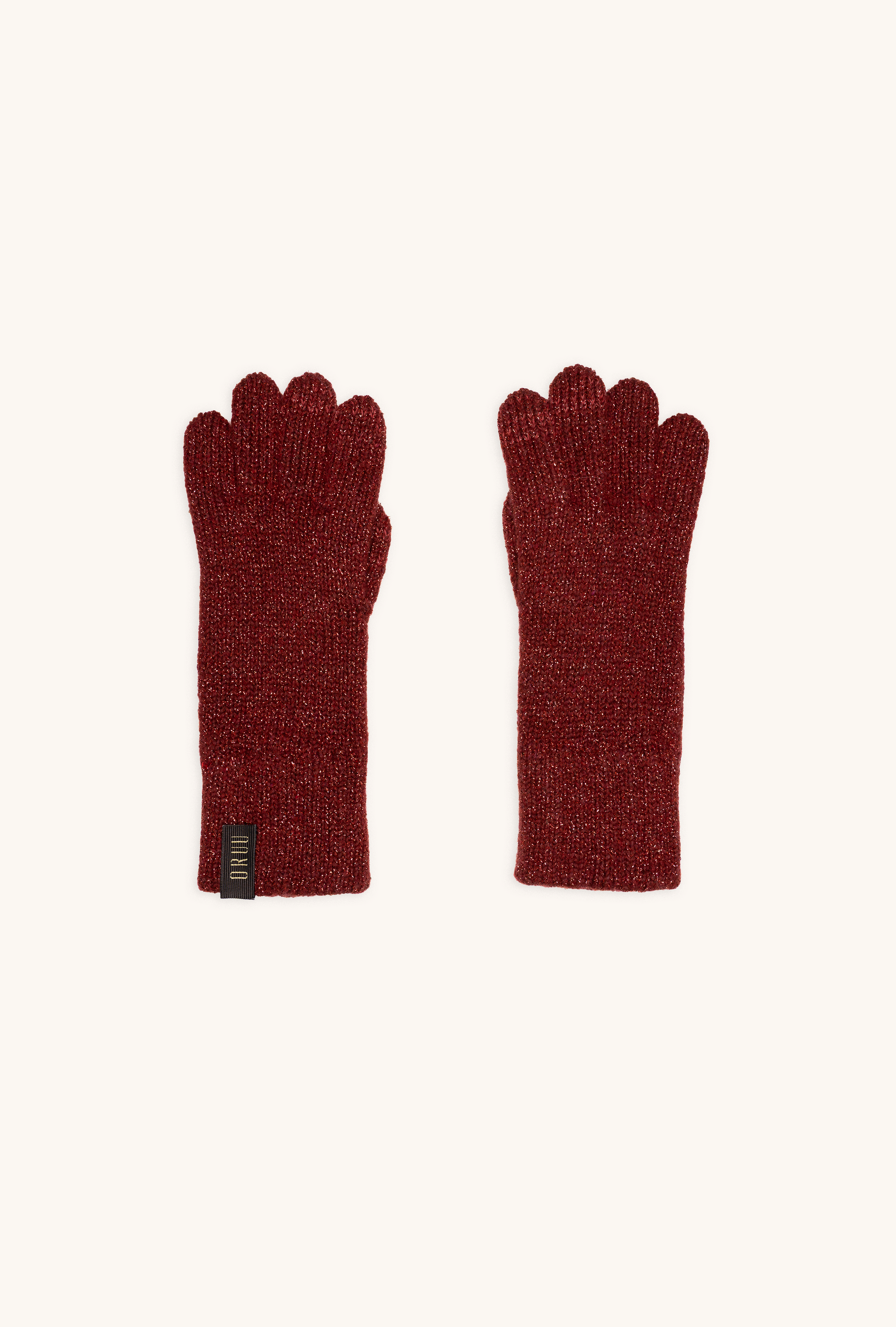 A pair of burgundy gloves with ELETEX II touchscreen technology.  Premium wool gloves.