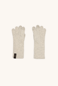 Pair of KIRA women's lamé wool touchscreen gloves in Off-White with silver lamé