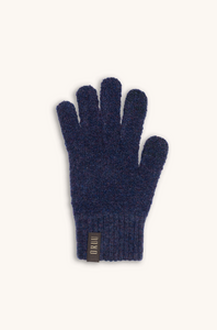 MOKO women's bouclé wool touchscreen gloves in Dark Plum, single glove laid flat