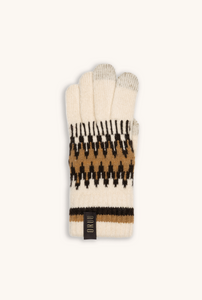 SAYA women's alpine wool touchscreen gloves in Copper, single glove laid flat