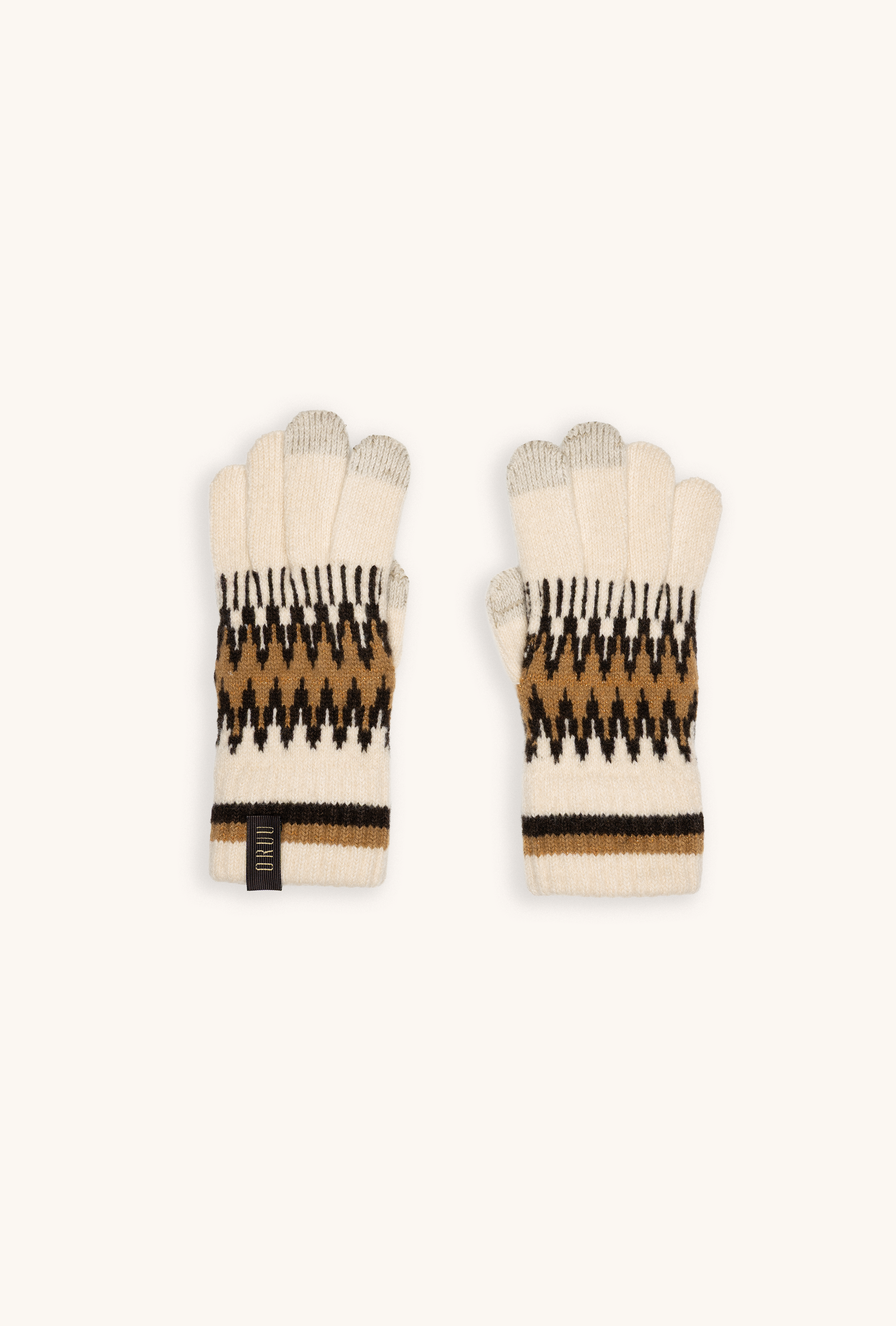 Pair of SAYA women's alpine wool touchscreen gloves in Copper