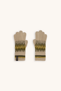 Pair of SAYA women's alpine wool touchscreen gloves in Khaki