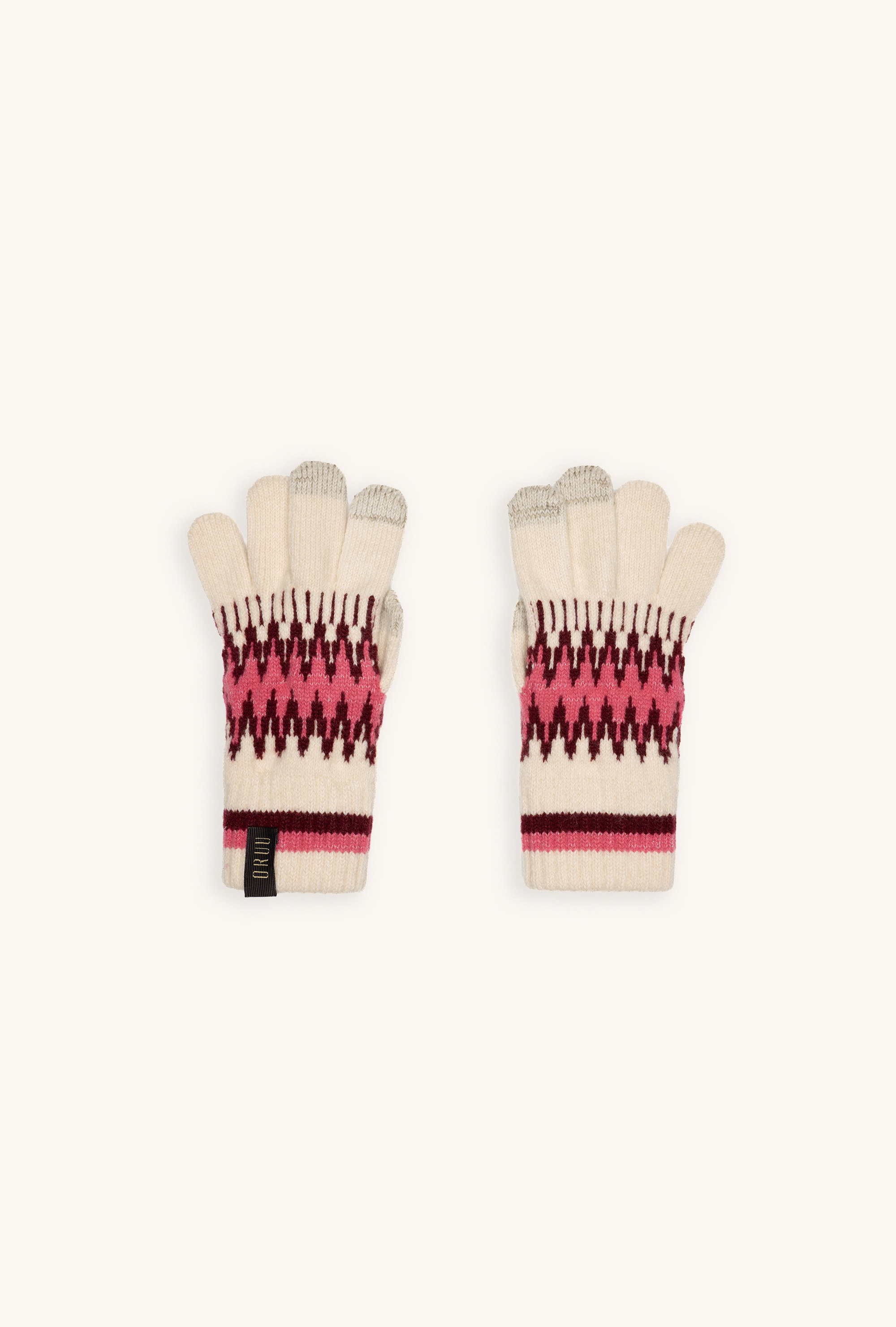 Pair of SAYA women's alpine wool touchscreen gloves in Rose