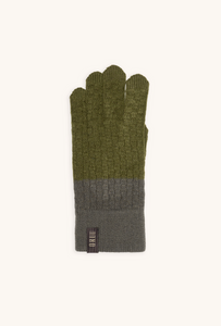 TETSU men's links-weave wool touchscreen gloves in Matcha Green, single glove laid flat