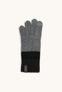TETSU men's links-weave wool touchscreen gloves in Slate Gray, single glove laid flat