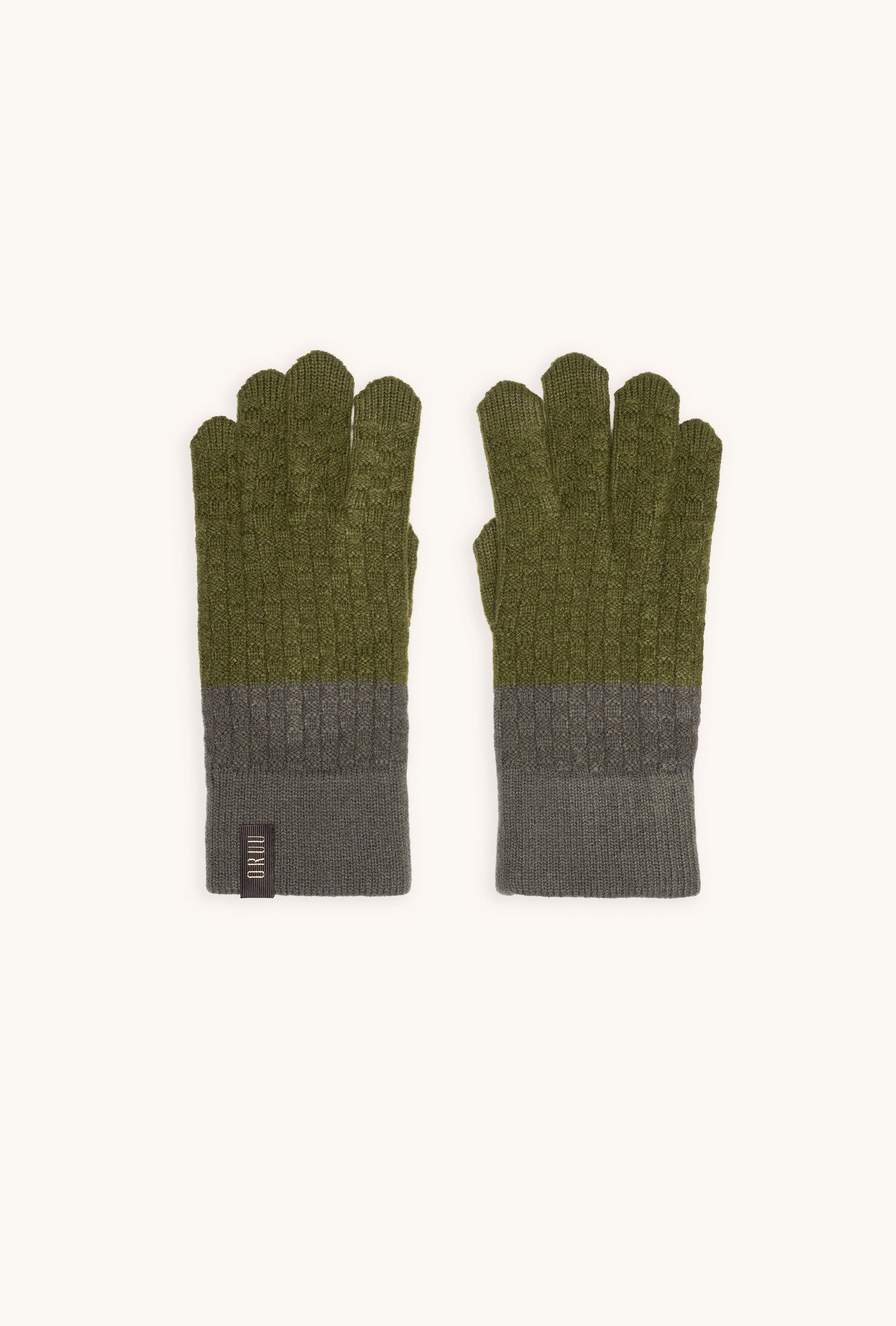 Pair of TETSU men's links-weave wool touchscreen gloves in Matcha Green
