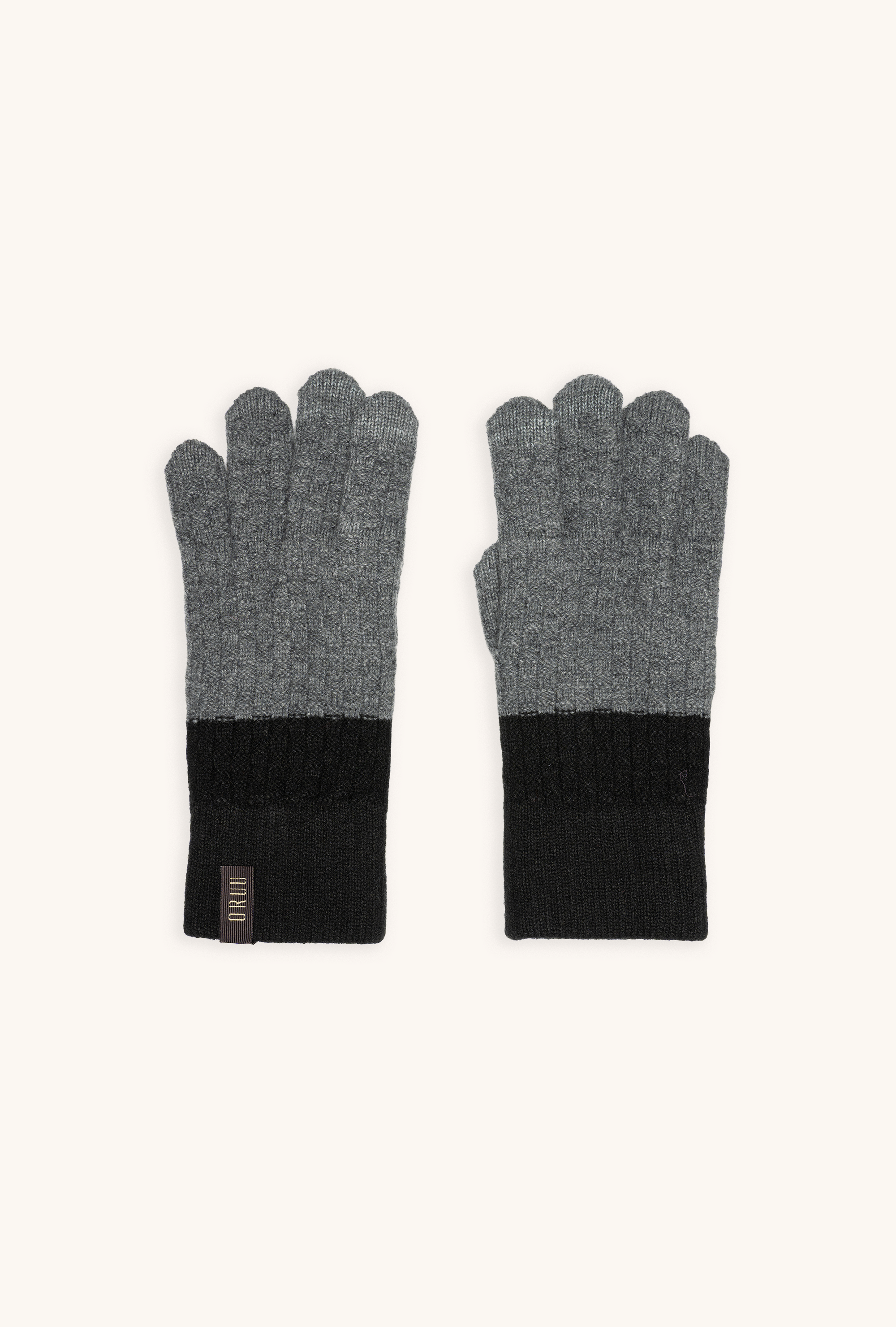 Pair of TETSU men's links-weave wool touchscreen gloves in Slate Gray