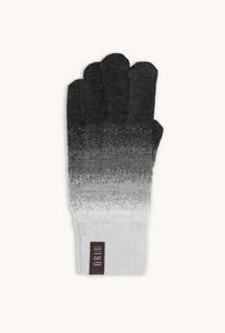 YUKI women's wool touchscreen gloves in Midnight Gray, single glove laid flat